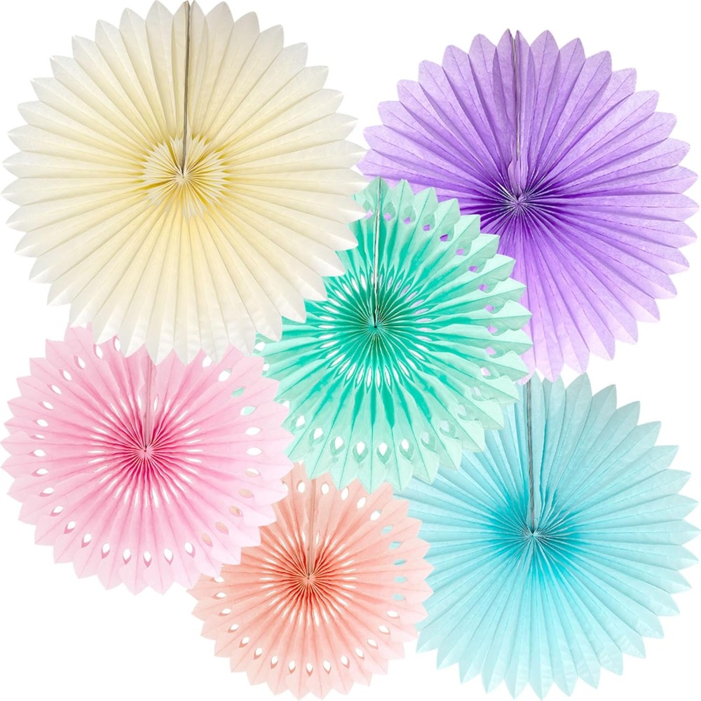 Decor Lighting Fans - Пастельные радужные бумажные вееры, украшения для